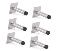 3M Self Adhesive Door Stop, 2-in-1 Installation with Tape or Screws, Floor and Wall Mounted Door Stopper with Noise Dampening Rubber, Door Stoppers (Silver, Pack of 6-LDS)