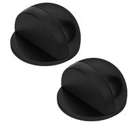 3M Self Adhesive Door Stop, 2-in-1 Installation with Tape or Screws, Floor and Wall Mounted Door Stopper with Noise Dampening Rubber, Door Stoppers (Black, Pack of 2 (Half Moon))