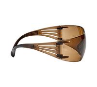 3M SF405SGAF-BLA SecureFit 400 Safety Glasses, Black/Brown frame, Scotch Gard Anti-Fog, Brown Lens
