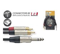 3m Stagg 6.3mm TRS Stereo Jack (M) to 2x RCA Phono (M) REAN Pro Audio Cable