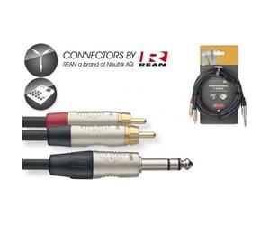 3m Stagg 6.3mm TRS Stereo Jack (M) to 2x RCA Phono (M) REAN Pro Audio Cable