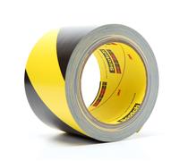3M Striped Vinyl Safety Tape 5702 High Visibility Caution Tape for Lane and Floor Marking Rubber Adhesive 2 in x 36 yards 5.4 Mil 1 Roll - Black/