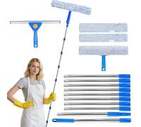 3m Telescopic Window Cleaning Kit - Extendable Squeegee with Pole, Microfiber Scrubber & Accessories for Home, Shower Glass & Car Windows, Professional Window Washer Set
