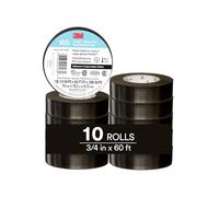 3M Temflex Multi-Purpose Vinyl Electrical Tape 165, Black, 3/4 in x 60 ft (19 mm x 18 m), 10 Roll Pack
