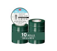 3M Temflex Multi-Purpose Vinyl Electrical Tape 165, Green, 3/4 in x 60 ft (19 mm x 18 m), 10 Roll Pack