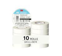 3M Temflex Multi-Purpose Vinyl Electrical Tape 165, White, 3/4 in x 60 ft (19 mm x 18 m), 10 Roll Pack