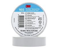 3M Temflex Vinyl Electrical Tape 165, White, 15 mm x 10 m, 100 Rolls/Case