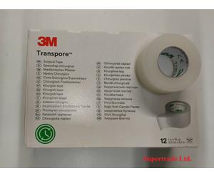 3M Transpore Medical Surgical Tape Plastic 2.5 cm X 9.1 m Waterproof - 12 Rolls
