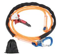 3m Tree Climbing Flip Line Kit, 12mm Adjustable Arborist Flip Line Lanyard | with Rope Grab Adjuster, Triple Lock Carabiner, Auto-Lock Snap Hook & Black Abrasion Resistant Protective Sleeve