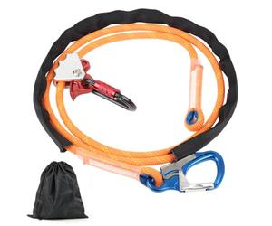 3m Tree Climbing Flip Line Kit, 12mm Adjustable Arborist Flip Line Lanyard | with Rope Grab Adjuster, Triple Lock Carabiner, Auto-Lock Snap Hook & Black Abrasion Resistant Protective Sleeve