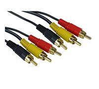 3m Triple PHONO RCA Cable - Premium Quality - 24k Gold - Male to Male - Left & Right Audio - Stereo - 2RCA - 2xRCA
