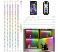 3M Under Cabinet Lights Kit, 6x50CM Music Sync Color Changing LED Strip with RF Remote and APP, Dimmable Flexible Cabinet Lights, USB Under DIY LED Lighting for Counter Shelf Bookcase TV Back