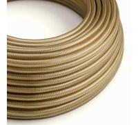 3m Vintage Fabric Covered Electrical Wire 3 Core 18 Gauge Braided Lighting Cable Round Textile Flex for Chandelier, Pendant Light, DIY Lamp Projects - 3 Conductor Cloth Wire (Light Gold)