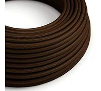 3m Vintage Fabric Covered Electrical Wire 3 Core 18 Gauge Braided Lighting Cable Round Textile Flex for Chandelier, Pendant Light, DIY Lamp Projects - 3 Conductor Cloth Wire (Dark Brown)