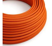 3m Vintage Fabric Covered Electrical Wire 3 Core 18 Gauge Braided Lighting Cable Round Textile Flex for Chandelier, Pendant Light, DIY Lamp Projects - 3 Conductor Cloth Wire (Orange)