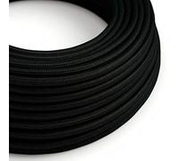 3m Vintage Fabric Covered Electrical Wire 3 Core 18 Gauge Braided Lighting Cable Round Textile Flex for Chandelier, Pendant Light, DIY Lamp Projects - 3 Conductor Cloth Wire (Black)