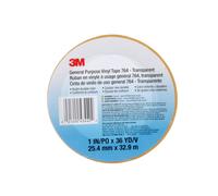 3M Vinyl Tape 764 General Purpose 1 in x 36 yd Transparent 1 Roll Light Traffic Floor Marking Tape Social Distancing Color Coding Safety Bund
