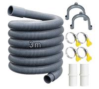 3m Washing Machine Drain Hose, Universal Drain Hose Extension with 4 Tube Clamps 2 Connecting Tubes 2 Pipe Racks, Leak-Proof RV Motorhome Hose, Flexible Drainage Pipe for Machine Dishwasher Fish Tank