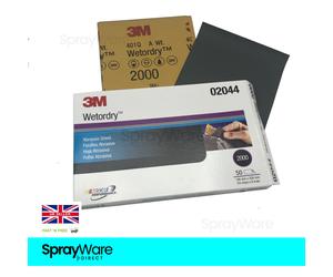 3M Wet & Dry Sand Paper Abrasive Sheets 02044 / 02049 Grit 2000 10PK 25PK 50PK