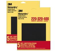 3M Wetordry Sandpaper, 5 Sheets, 9 in x 11 in, Assorted Grits (220/320 / 400), Use for Wet and Dry Sanding, for Sanding Between Coats of Varnish, Lacquer, Paint & Other Finishes (9088DC-NA), 2-Pack