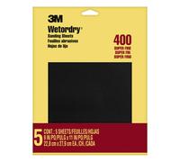 3M Wetordry Sandpaper 9 in. x 11 in. 400 Grit 5 Sheets For Sanding Between Coats of Varnish Lacquer Paint & other finishes Waterproof Paper San