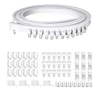 3m White Curved Ceiling Curtain Track - Heavy Duty Flexible Rail for Bay/Angled Windows - Includes 18 Silent Rollers, 18 Hooks & Full Installation Kit (9 Brackets/Screws/Wall Plugs)