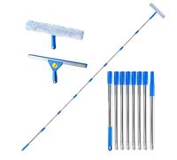3m Window Cleaning Equipment, Telescopic Window Cleaning Kit, Extendable Window Cleaning Pole with Squeegee & Blue Microfiber Scrubber, Professional Window Cleaning Equipment for UK Homes & Offices