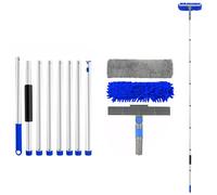 3m Window Cleaning kit with 2 Window Squeegee, Window Cleaning Equipment and 8 Extendable Window Cleaning Pole for home, Shower Glass, Car Windshield