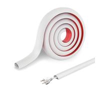 3M x 15mm White Cable Trunking, Mini Cable Trunking for 1 Cord, D-shape Wire Covers, Flexible PVC Wire Covers for Electric Cables, Walls, Floors, Ceilings, Tiles, Self Adhesive