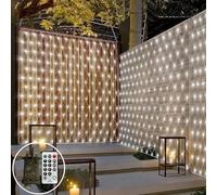 3M x 2M 200LED Outdoor Net Lights for Bushes, Outside Garden Tree Lights Mains Powered Net Mesh Light Linkable with Remote 8Mode for Curtain Gazebo Fence Xmas Decor(White)