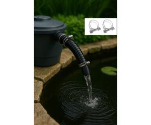 3M X 32mm Ribbed Drain Pipe With 2 Wire Clips Heavy-Duty Flexible Corrugated Hose For Pump, Filter, Sump, Or Water Butt 1.25"