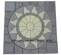 3M X 3M Charcoal Grey Aztec Sun Circle And Square Off Kit Pation Paving Stones Garden Feature Decorative Landscaping Concrete Flags Kits (Delivery Exceptions)