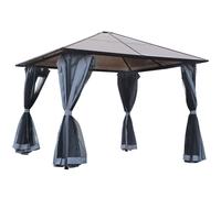 3m x 3m Hardtop Metal Frame Mesh Draped Gazebo Black