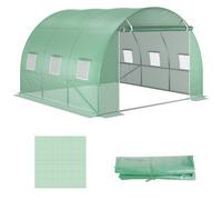 3m x 3m x 2m Greenhouse Replacement Cover ONLY Winter Garden Plant PE Cover for Tunnel Walk-in Greenhouse with Roll-up Windows Door Outdoor