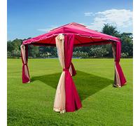 3m x 4m Garden Gazebo with Curtains & Mosquito Netting - Heavy-Duty Aluminium Frame, Waterproof Double Roof Patio Canopy, Outdoor Pavilion Tent for Backyard, Parties, Weddings