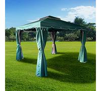 3m x 4m Garden Gazebo with Curtains & Mosquito Netting - Heavy-Duty Aluminium Frame, Waterproof Double Roof Patio Canopy, Outdoor Pavilion Tent for Backyard, Parties, Weddings