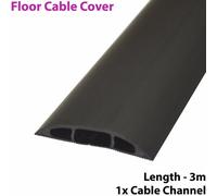 3m x 60mm Low Profile Rubber Floor Cable Safety Cover Protector - Conduit Tunnel Sleeve - Great for Home (Garage), Office, Warehouse - Walk Over Wire Management - Loops