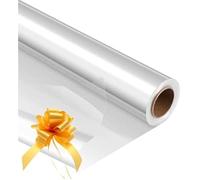 3m x 80cm Clear Cellophane Wrap & Gold Pull bow cut off large roll and folded for postage. Cellophane wrap for hampers.