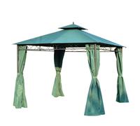 3m x3m Gazebo W/Metal Frame & Side Walls-Dark Green