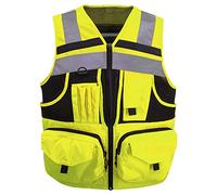 3M Reflective stripes Safety Vest knitted and Oxford Hi-vis Vest with pockets Bright Construction Workwear for men women, Hi-vis Yellow, Large