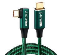 3Meters 240W USB C to USB C Cable, 90 Degree Right Angle Type C Fast Charger Cable 48V/5A PD QC3.0 USBC to USBC Power Data Lead for MacBook Pro/Air Samsung Galaxy S23/22/21/20 Huawei Mate HP PS5