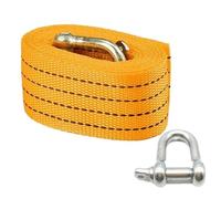 3Meters Heavy Duty 3 Ton Car Tow Cable Towing Pull Rope Strap With Hooks Portable Self-driving Tourism Heavy Duty Rescue Rope(U Hook 3m)