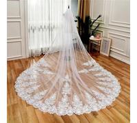 3meters4meters5meters White Ivory Cathedral Wedding veil Lace Edge bridal veil with Comb Veil Customiz Wedding Accessories-Ivory-400cm