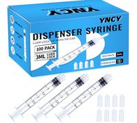 3mL Luer Lock Syringes with Cap, 100 Pcs 3mL Syringe without Needle for Liquid, Individual Sterilized Wrapped