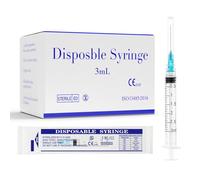 3ml Syringe with 23Ga 1inch Needle, 3cc Luer Lock Syringe for Scientific Labs, Measuring Liquid, Disposable Individually Packaged, Pack of 100