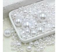 3mm-12mm Size Pure White/Ivory Pearl wtraight Holes Round Imitation Plastic Pearl Beads for Needlework & Jewelry Making