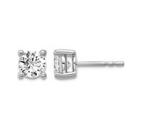 3mm 14ct White Gold 1 1/4 Weight in Carat Lab Grown Diamond VS+ F+ Round 4 Prong Heavy Weight Earrings 3mm long Stud Earring for Women