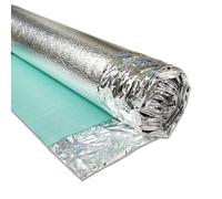 3mm Acoustic Silver DPM Underlay for Wood or Laminate Flooring - 15m2 Roll, Green / Silver Foil
