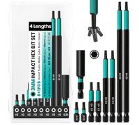 3mm Allen Key Bit, CYLBAQ 9pcs Allan Drill Bit Set Impact Driver Bits | 25mm+50mm+90mm+150mm Long, 1/4" Hex Shank S2 Steel Hex 3mm Impact Power Tool Screwdriver Bit Set