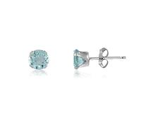 3MM Classic Brilliant Round Cut Cubic Zirconia (CZ) Sterling Silver Solitaire Stud Earrings/Ear Studs for Women Ladies Girls - Birthstone Earrings - AQUAMARINE BLUE. 3-AQUA